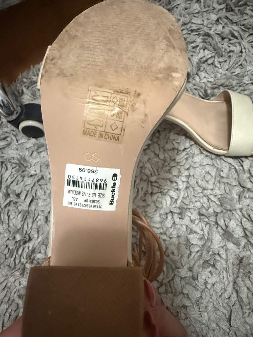 Woven Heel Ankle-Tie Wedge Sandals in Cream and Tan - Picture 2 of 11